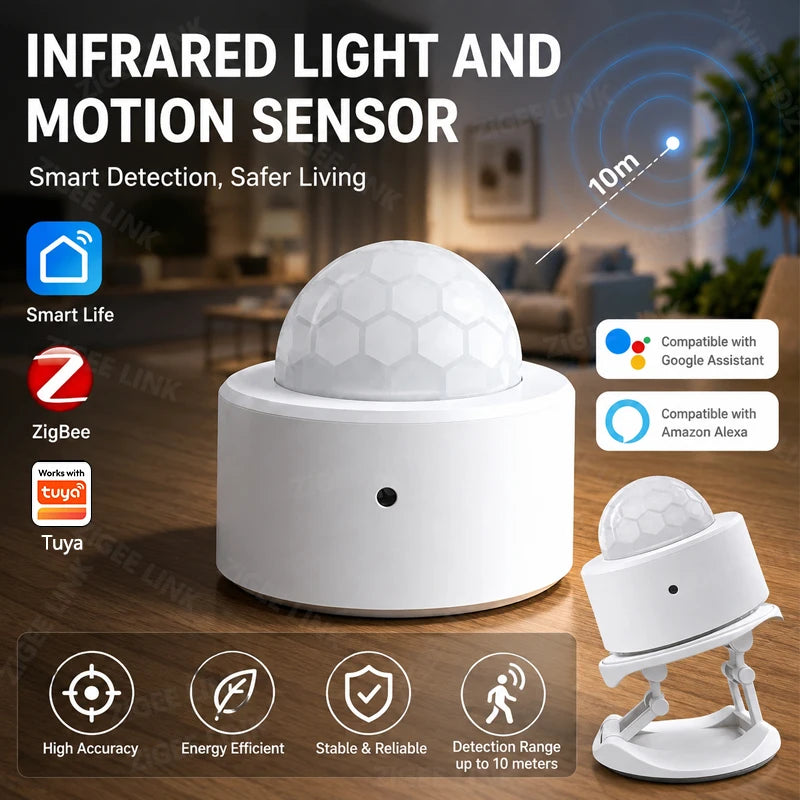 ZigBee 3.0 PIR Motion Sensor Wireless Smart Home Security Protection Alarm Works With Alexa Google Home Need Require Gateway
