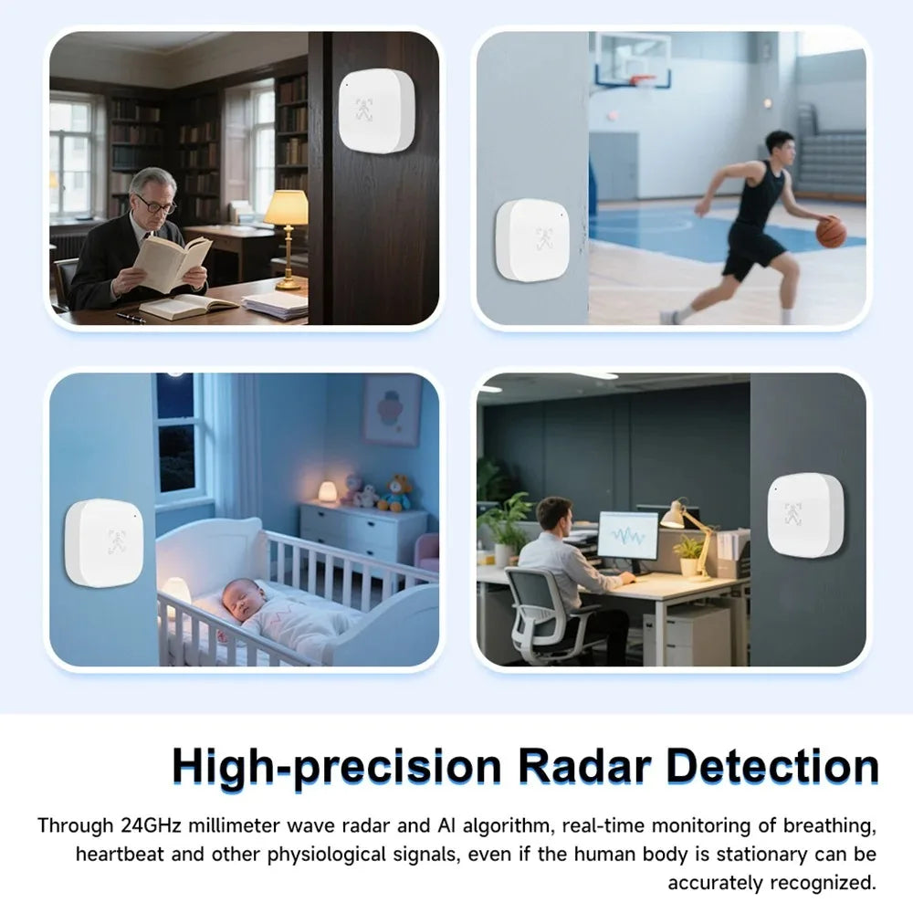 Tuya Zigbee 24G MmWave Radar Human Presence Sensor PIR Motion Detector, Smart Life App Voice Control Alexa Google Home