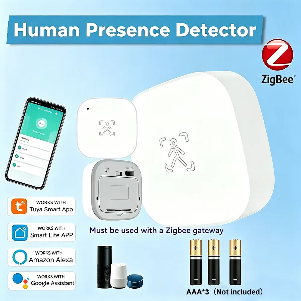 Tuya Zigbee 24G MmWave Radar Human Presence Sensor PIR Motion Detector, Smart Life App Voice Control Alexa Google Home