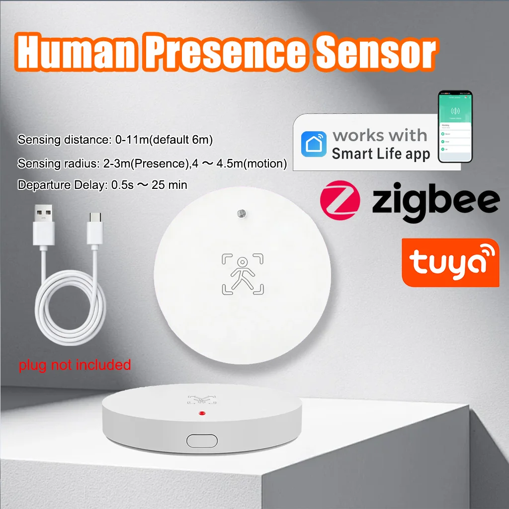 Tuya Zigbee 3.0 24GHz MmWave Human Presence Detector Luminance Static Motion Sensor Smart Life Home Security Automation Alarm